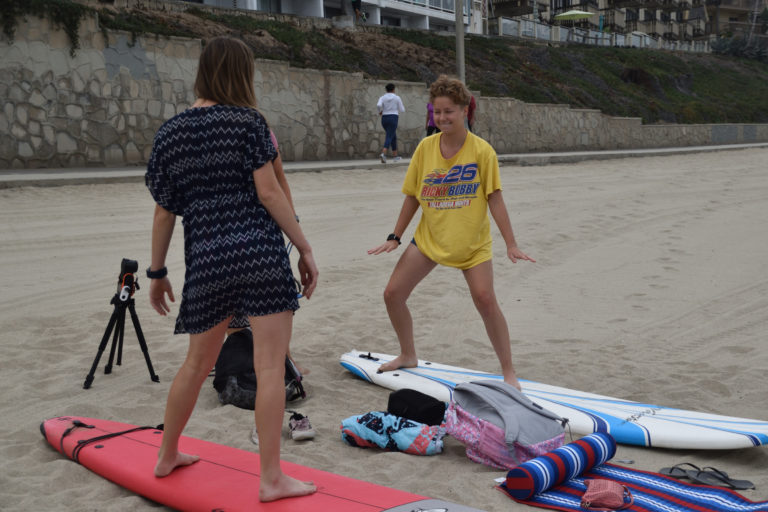 Practicing on the beach