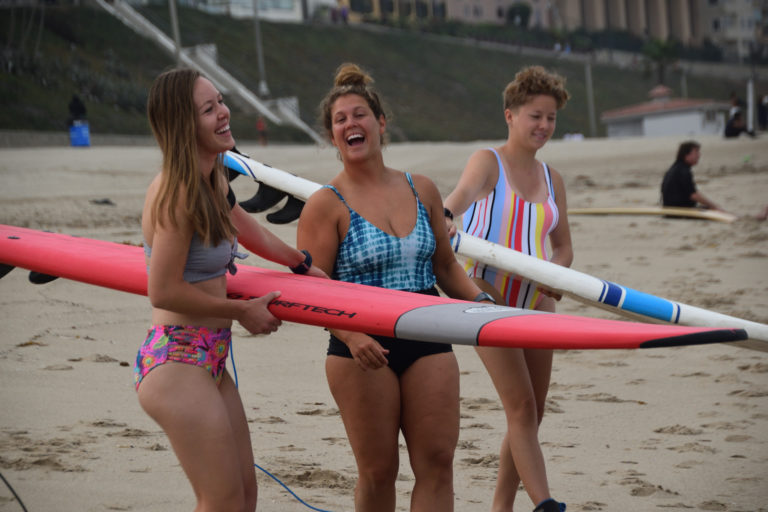 Laughing on the beach